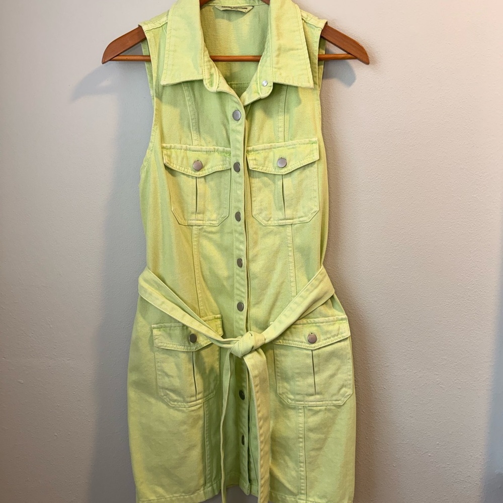 Amanda Uprichard Sleeveless green Button-Down Jean Dress Large